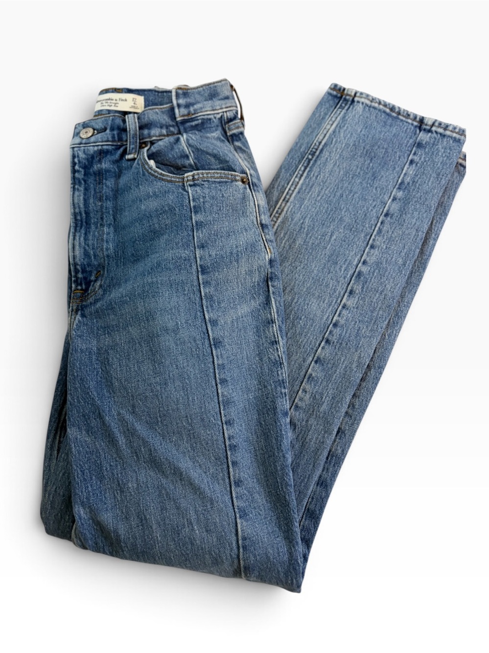 Abercrombie Curve Love 90s Straight Ultra High Rise Jeans 27 4R Front Seam